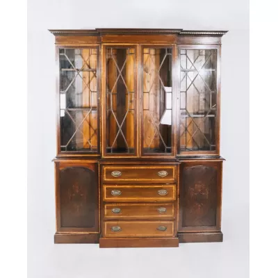 Englisches Breakfront Bookcase im Regency Stil, in Mahagoni