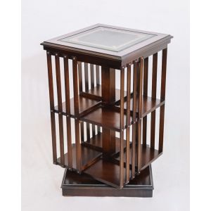 Revolving Bookcase "Smethwick" mit Leder, 2 Ebenen, in Mahagoni, Eibe u. mehr erhältlich