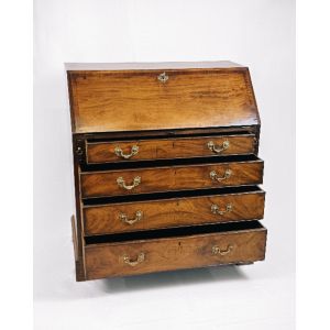 Antiker Bureau Sekretär aus massivem Mahagoni, klappbare Kommode, kleiner Schreibtisch