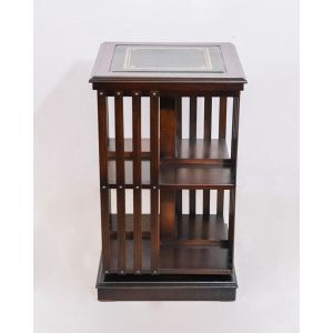 Revolving Bookcase "Smethwick" mit Leder, 2 Ebenen, in Mahagoni, Eibe u. mehr erhältlich