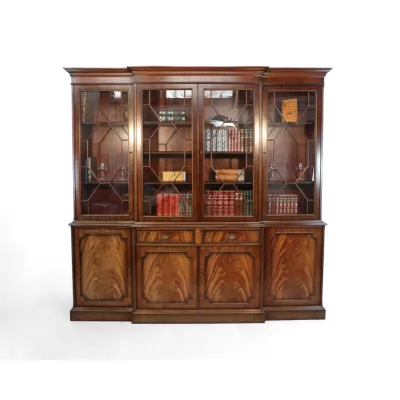 Breakfront Bookcase in Pyramiden Mahagoni, Regency Stil