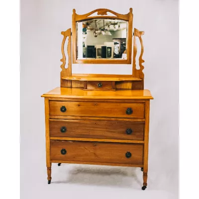 Spiegelkommode Jugendstil, Dressingtable aus Satin Walnut