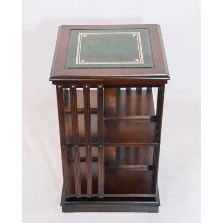Revolving Bookcase "Smethwick" mit Leder, 2 Ebenen, in Mahagoni, Eibe u. mehr erhältlich