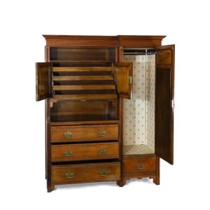 Viktorianischer Massivholz Kleiderschrank Antik Herrenschrank Wohnzimmerschrank