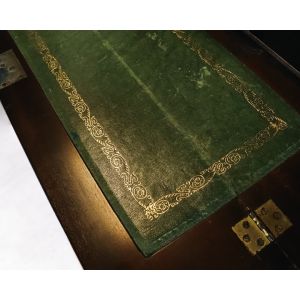 Englisches Flatfront Bookcase im Regency Stil mit Schreibfläche, Bücherschrank antik stil in Mahagoni