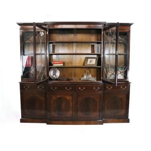 Antikes Breakfront Bookcase mit interessanten Intarsien, Massivholz, in Mahagoni, ca. 1900