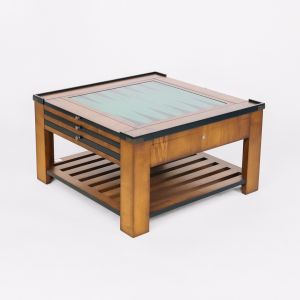 Quadratischer Spieltisch / Game Table "Addison", in Mahagoni, mit austauschbaren Spielbrettern - sofort lieferbar