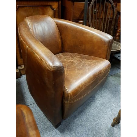 Art Deco Ledersessel, Clubsessel mit Patina - Sofort Lieferbar