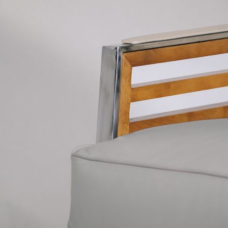 Ledersessel beige Art Deco Retro Sessel Metall Clubsessel französisch