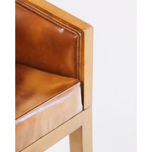 Art Deco Barhocker massives Mahagoniholz