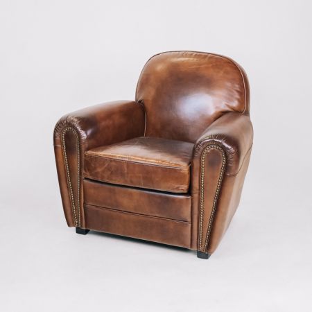 Französischer Clubsessel "Claude", Vintage braun - sofort lieferbar