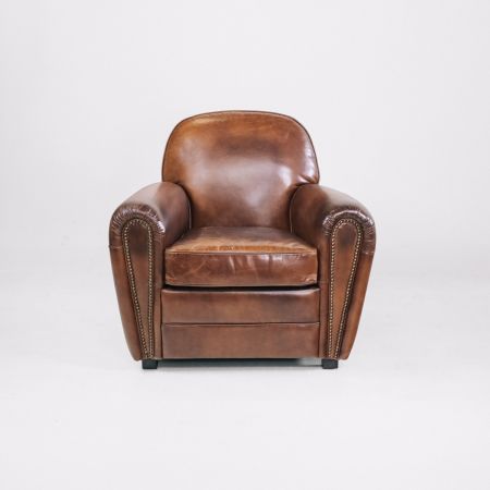 Französischer Clubsessel "Claude", Vintage braun - sofort lieferbar