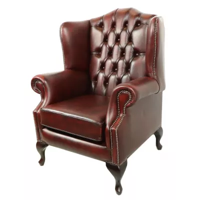 Chesterfield Ohrensessel "Queen Anne" in Birch Antique Red - sofort lieferbar