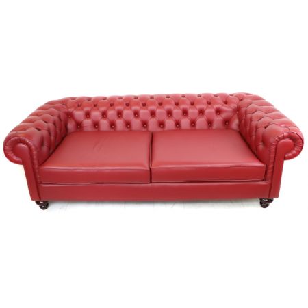 Chesterfield Sofa "XXL" 3-Sitzer, Ledersofa xxl, Xxl Ledersofa Rot
