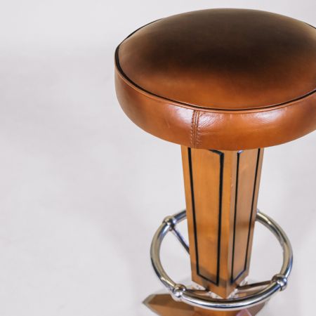 Art Déco "Nautic" Barhocker Braun