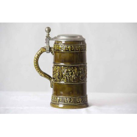 Bierkrug Zinndeckel France 