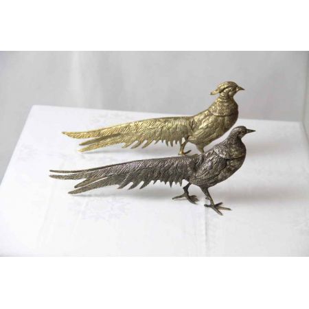Tischdekoration Fasane Paar France Messing