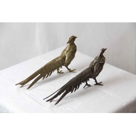 Tischdekoration Fasane Paar France Messing