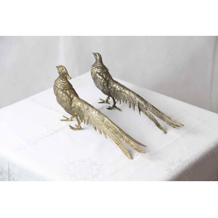 Tischdekoration Fasane Paar France Messing