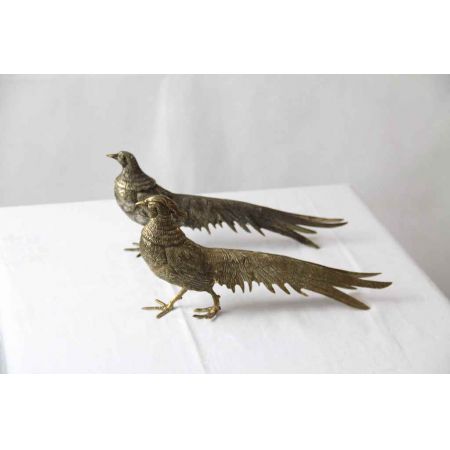 Tischdekoration Fasane Paar France Messing