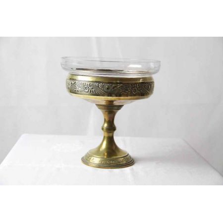 MessingSchale / Kristalglaseinsatz Antik France 