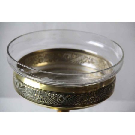MessingSchale / Kristalglaseinsatz Antik France 