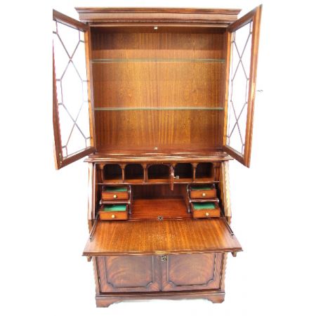 Mahagoni Aufsatzsekretär mit Regency Verglasung