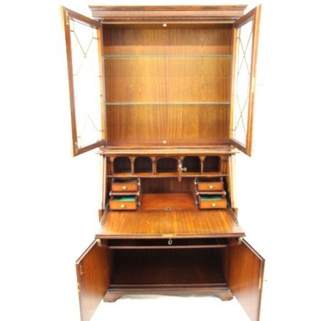 Mahagoni Aufsatzsekretär mit Regency Verglasung
