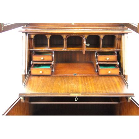 Mahagoni Aufsatzsekretär mit Regency Verglasung