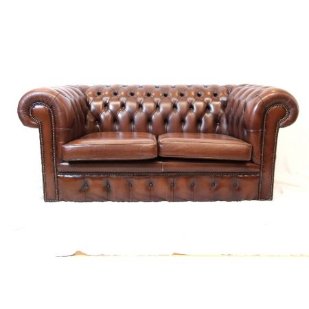 Original Vintage Chesterfield Sofa, 2-Sitzer, braun - sofort lieferbar