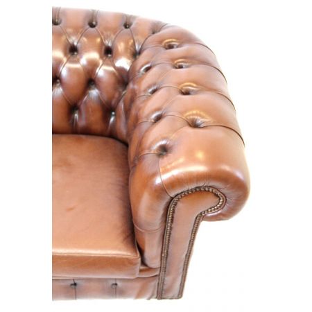 Original Vintage Chesterfield Sofa, 2-Sitzer, braun - sofort lieferbar