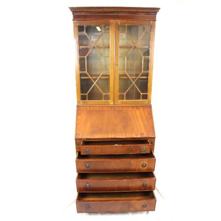 Bureau Bookcase Mahagoni Massiv mit Original Patina