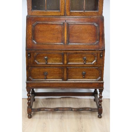 Aufsatz Sekretär Eiche Massivholz Jacobean Style England 1910