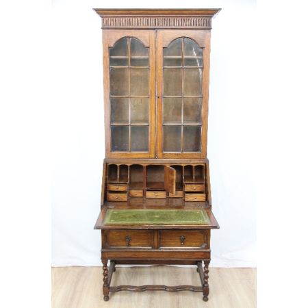 Aufsatz Sekretär Eiche Massivholz Jacobean Style England 1910