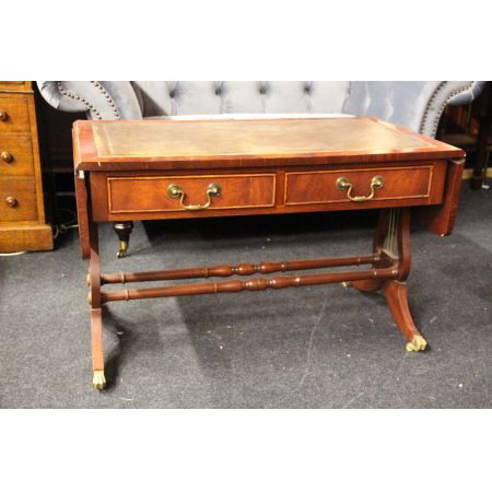 Mahagoni Sofatable Pembroke mit Lederplatte