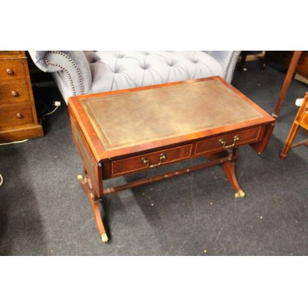 Mahagoni Sofatable Pembroke mit Lederplatte