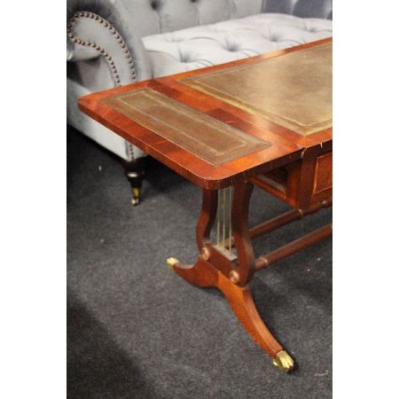 Mahagoni Sofatable Pembroke mit Lederplatte