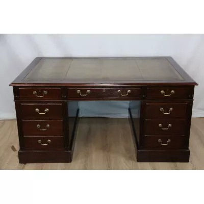 Schreibtisch Partnersdesk Massivholz restauriert England 1860