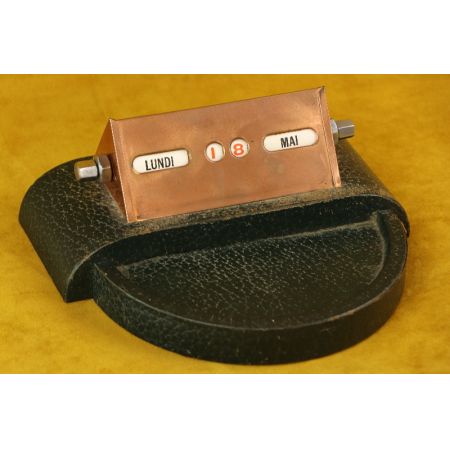 Stiftablage Kalender Leder Messing Art Deco  Antik