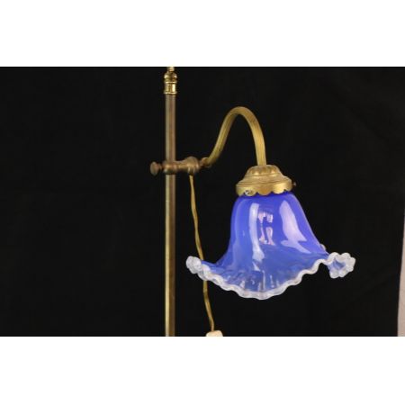 Schreibtischlampe blau/gold  Messing Original