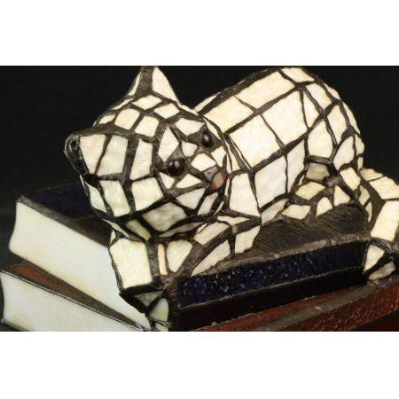 Tiffany Tischlampe Katze auf Büchern