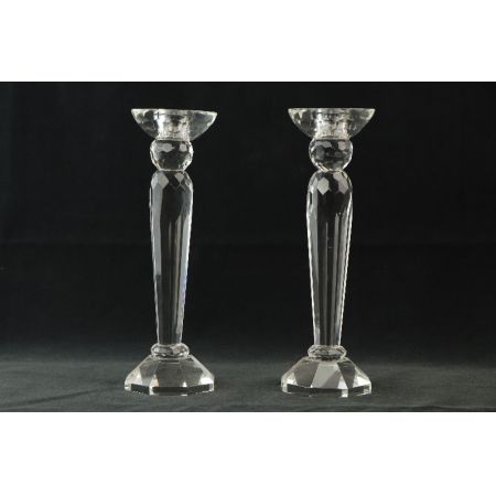 2er Set Kerzenhalten Kristall Glas geschliffen