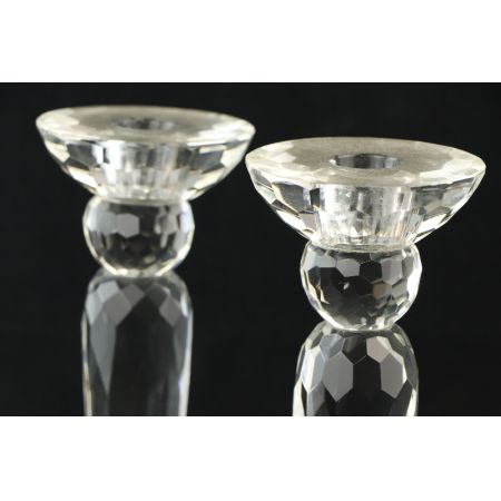 2er Set Kerzenhalten Kristall Glas geschliffen
