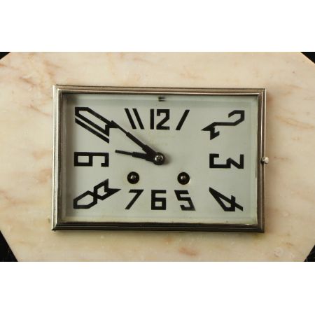 Uhr mit Pantherfigur  Art Deco Marmor Original