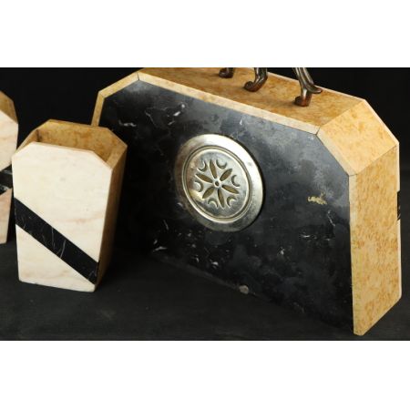 Uhr mit Pantherfigur  Art Deco Marmor Original