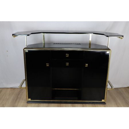 Bar Schwarz Gold Art Deco vintage 60er Klavierlack