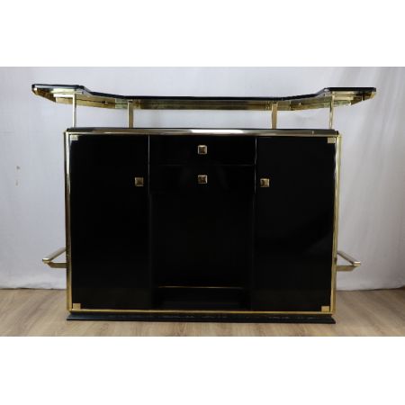 Bar Schwarz Gold Art Deco vintage 60er Klavierlack