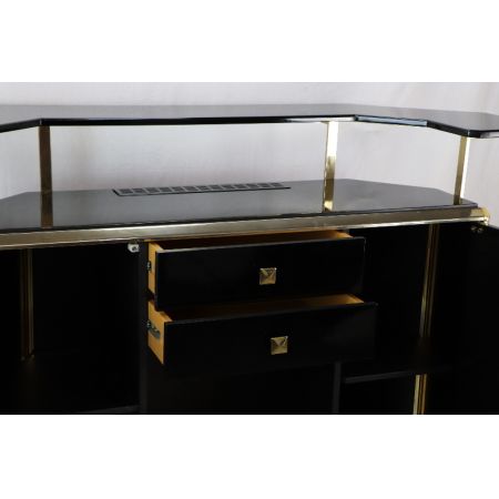 Bar Schwarz Gold Art Deco vintage 60er Klavierlack