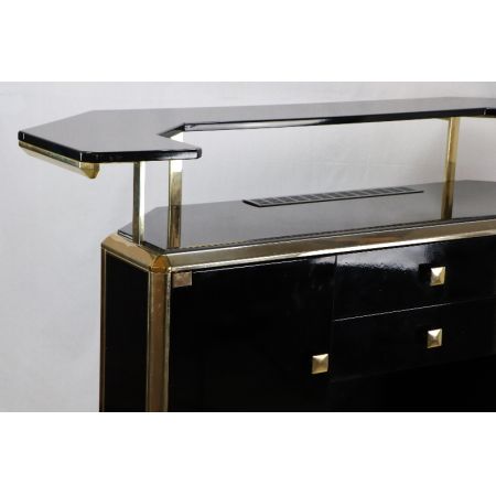 Bar Schwarz Gold Art Deco vintage 60er Klavierlack