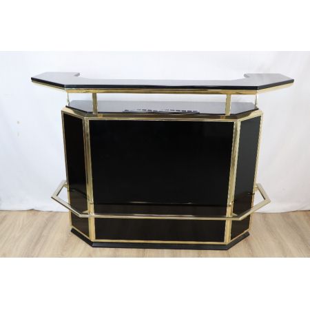 Bar Schwarz Gold Art Deco vintage 60er Klavierlack